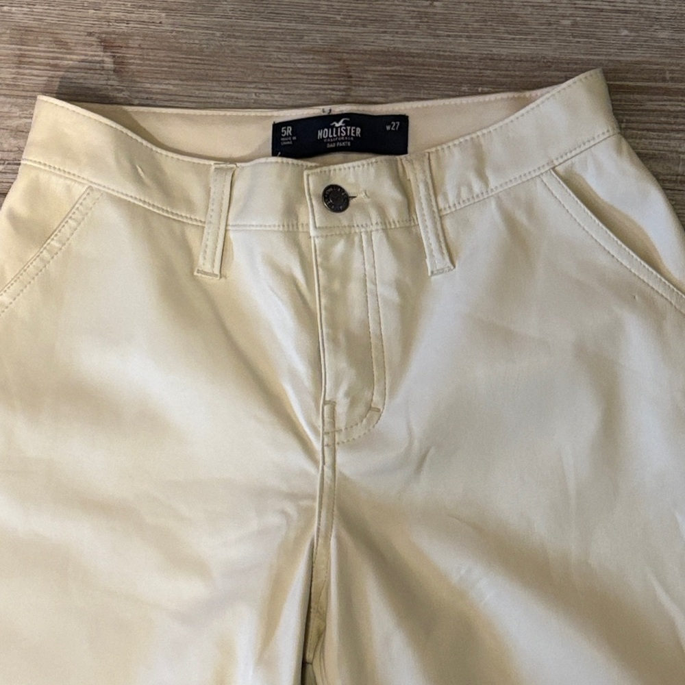 Hollister Cream Faux Leather Women's “Dad” Pants - Picture 7 of 7